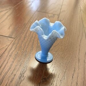Fenton Light Blue Hobnail Vase milk glass
